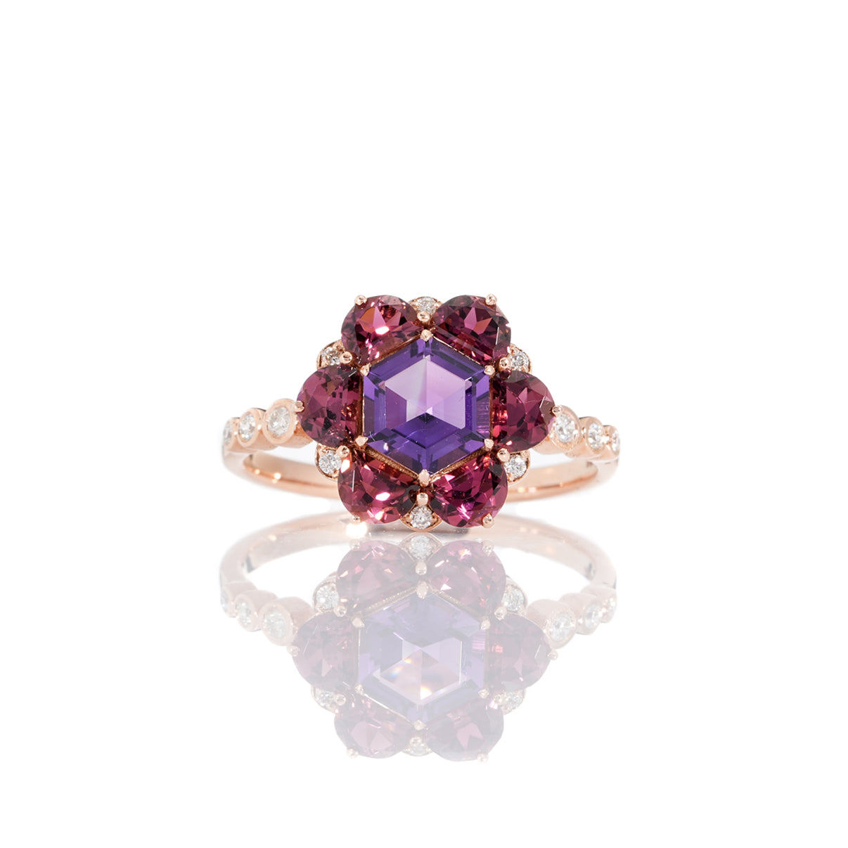 Amethyst, Pink Tourmaline Bauble Ring