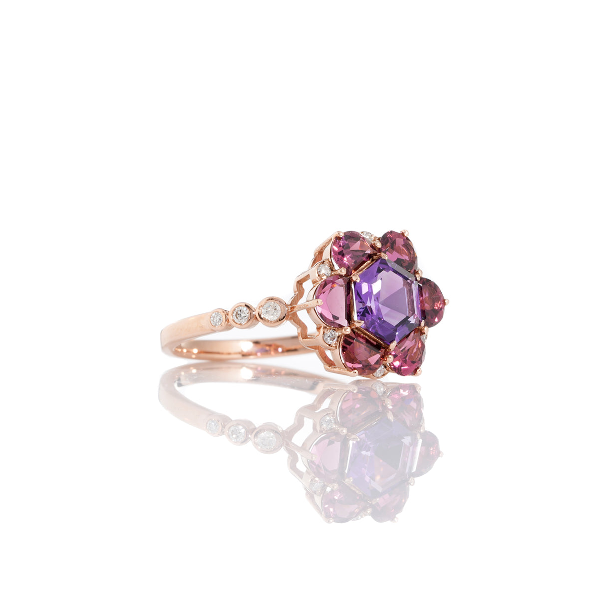 Amethyst, Pink Tourmaline Bauble Ring