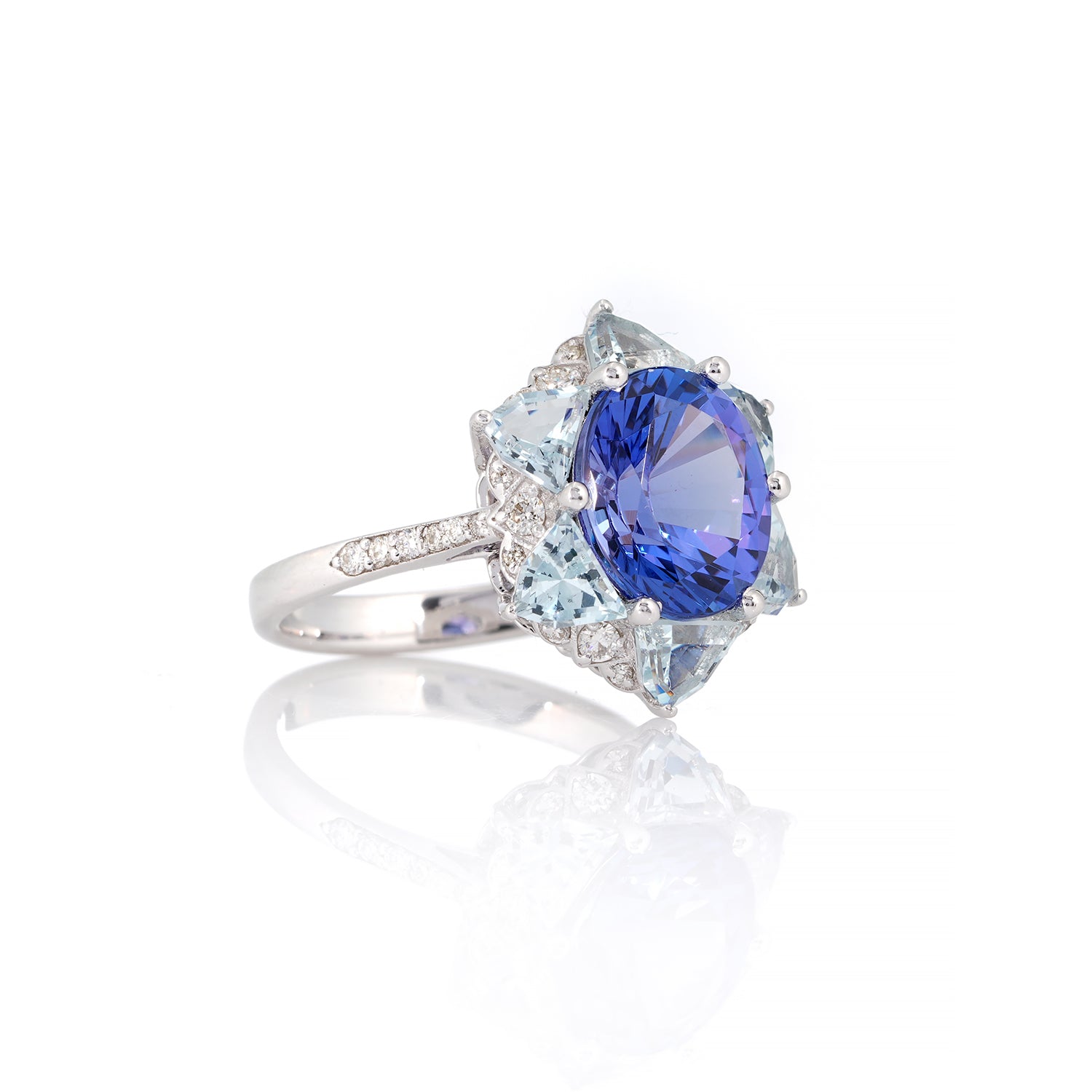 Tanzanite, Aquamarine Statement Ring