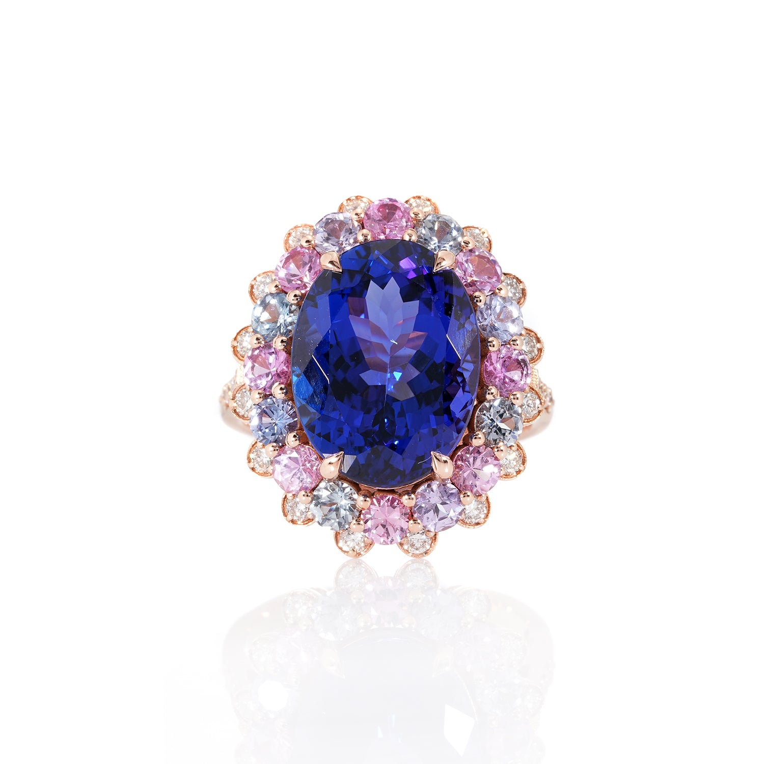 Tanzanite, Sapphire Halo Ring