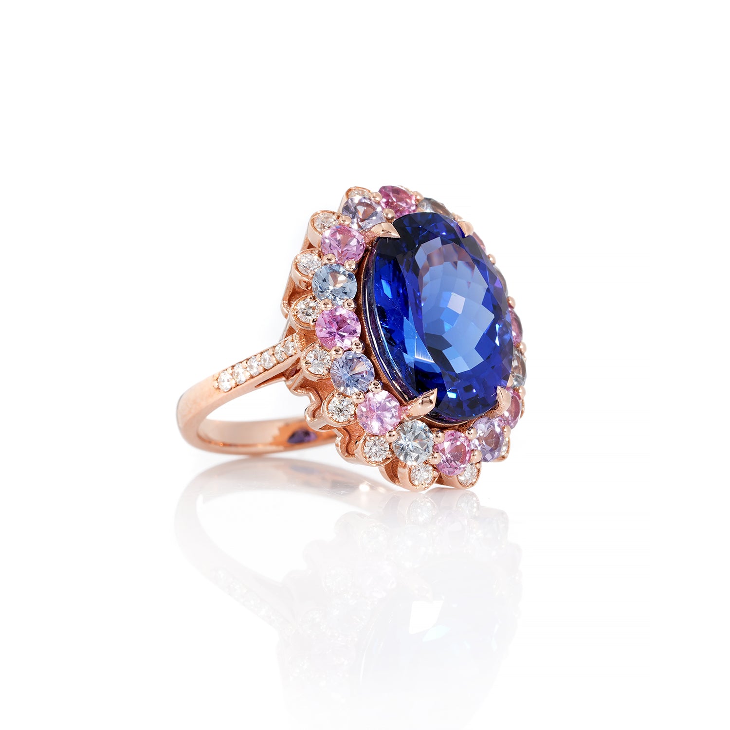 Tanzanite, Sapphire Halo Ring
