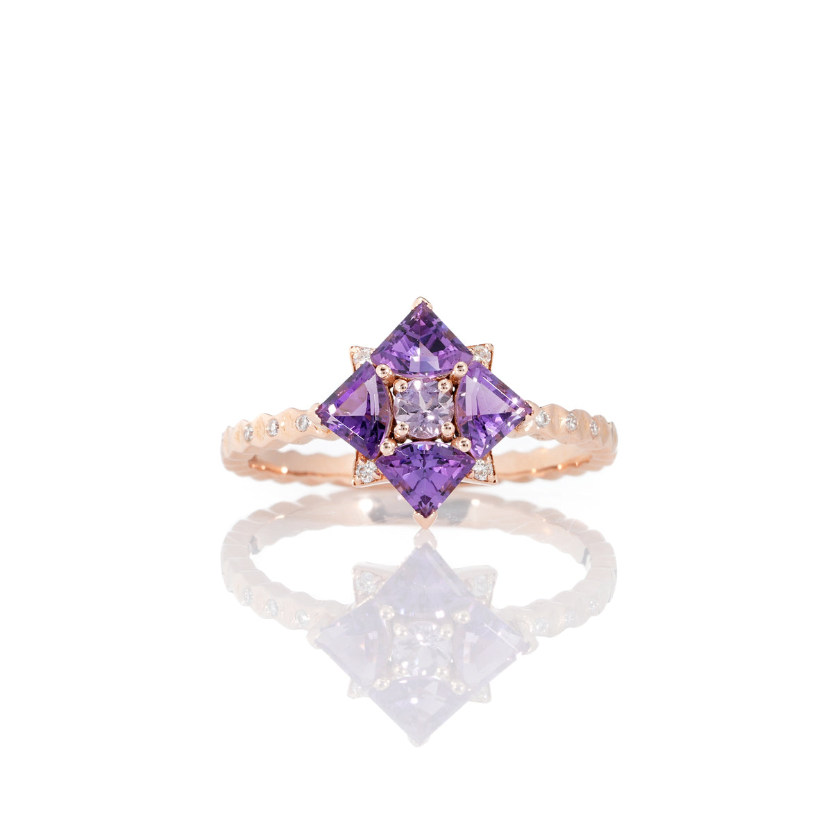 Purple Sapphire, Amethyst Cluster Ring