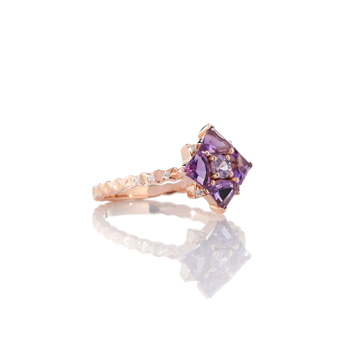 Purple Sapphire, Amethyst Cluster Ring