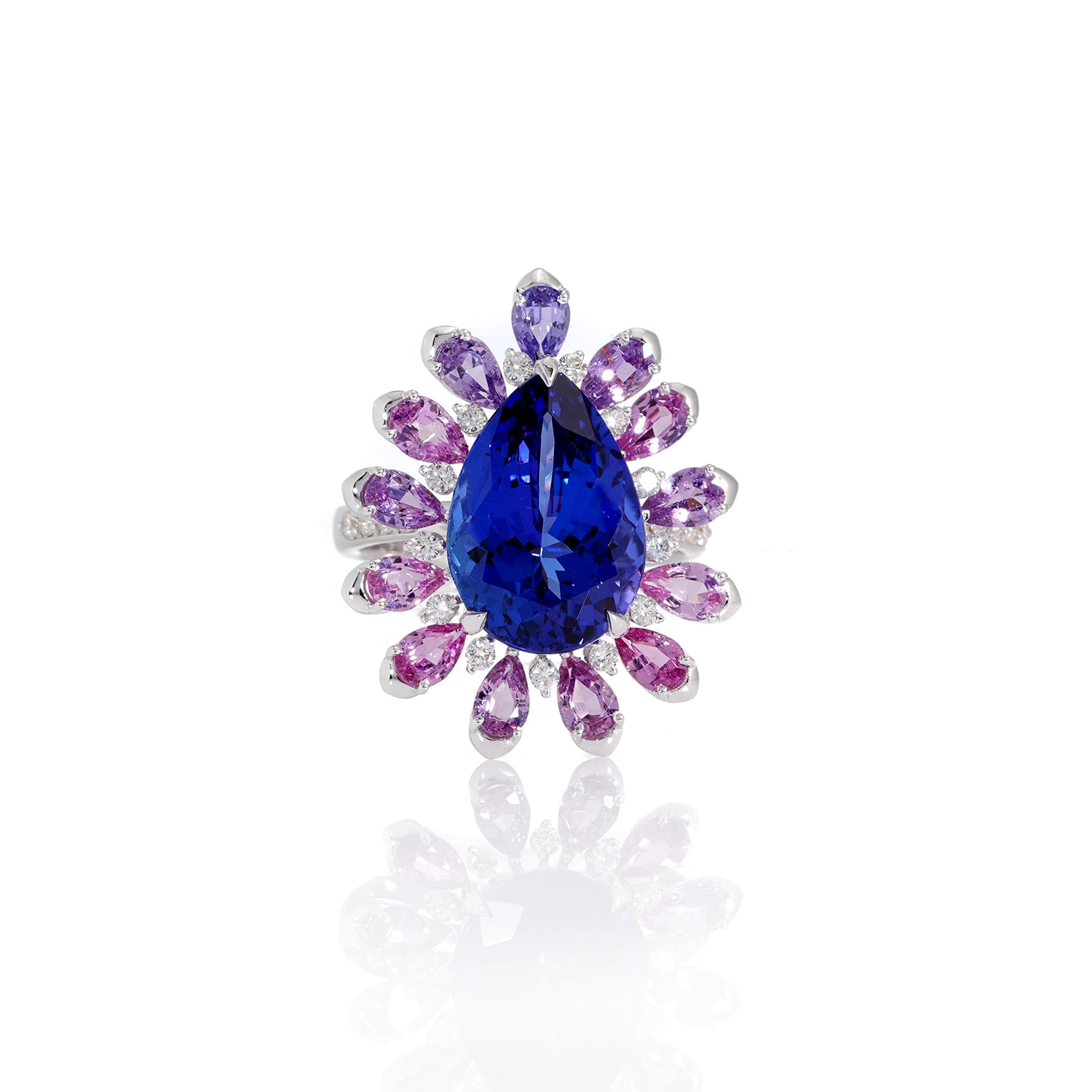 Tanzanite, Pink Sapphire Cluster Ring