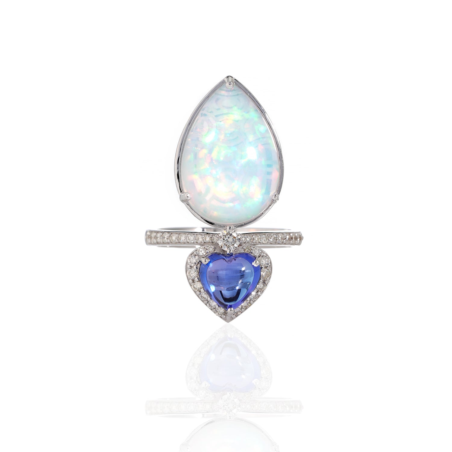 Opal, Tanzanite Two-Stone Ring