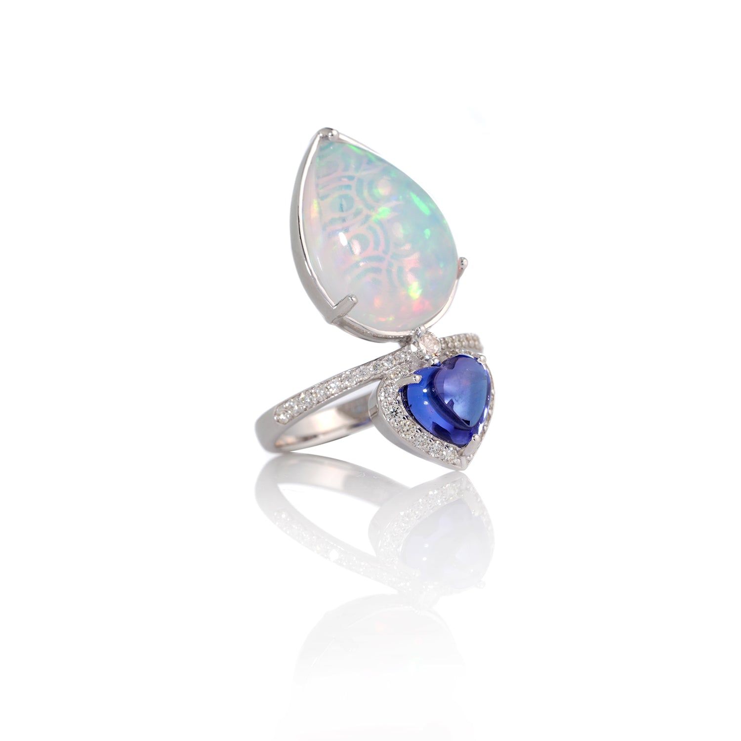 Opal, Tanzanite Two-Stone Ring