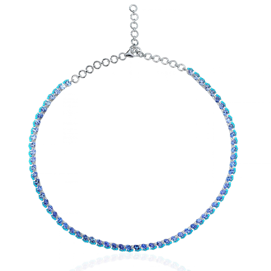 Tanzanite Turquoise Tennis Necklace